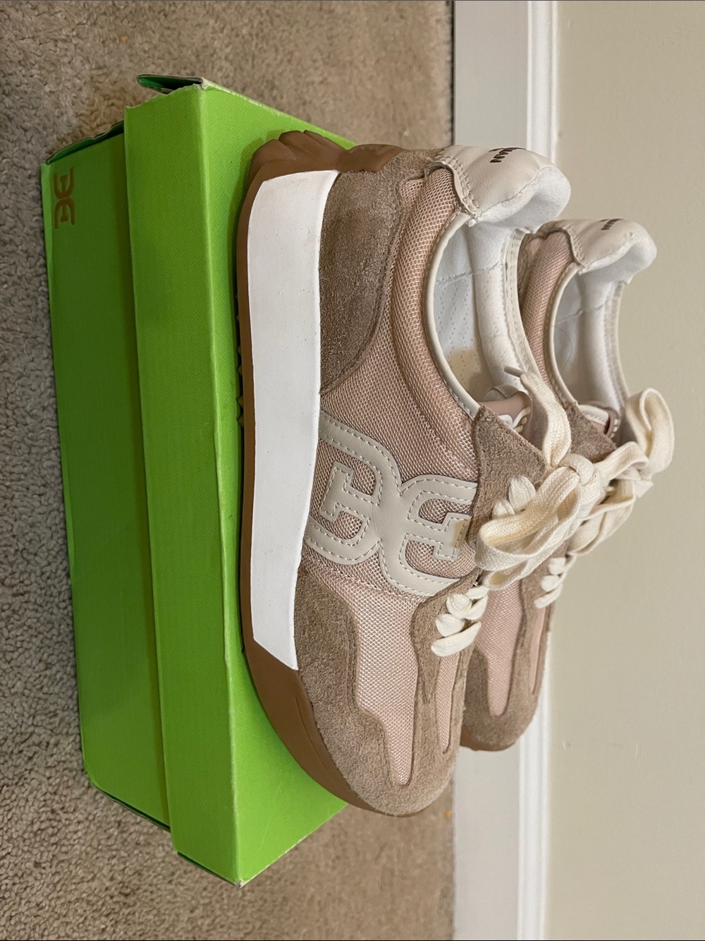 Sam Edelman Beige & Taupe Suede Mesh Sneakers Langley3 size 9